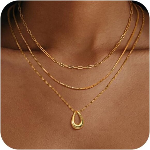 Christmas gift gold Style 04 plated layered necklaces women dainty choker set - Picture 1 of 7
